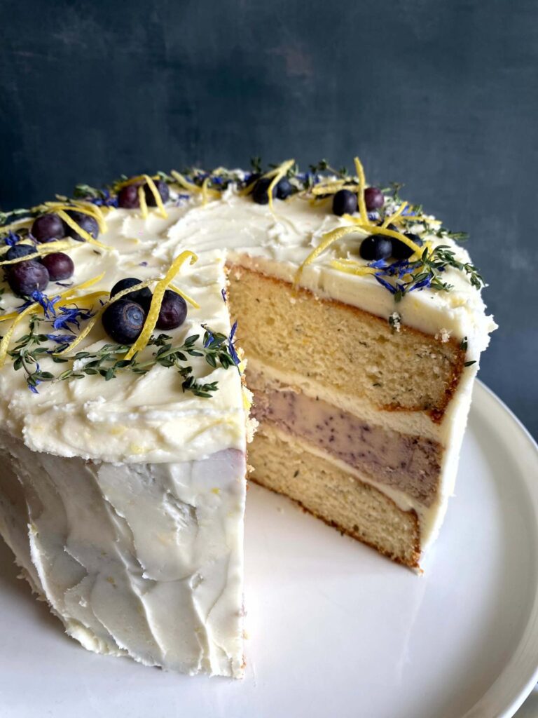 Lemon Blueberry Thyme Cheesecake
